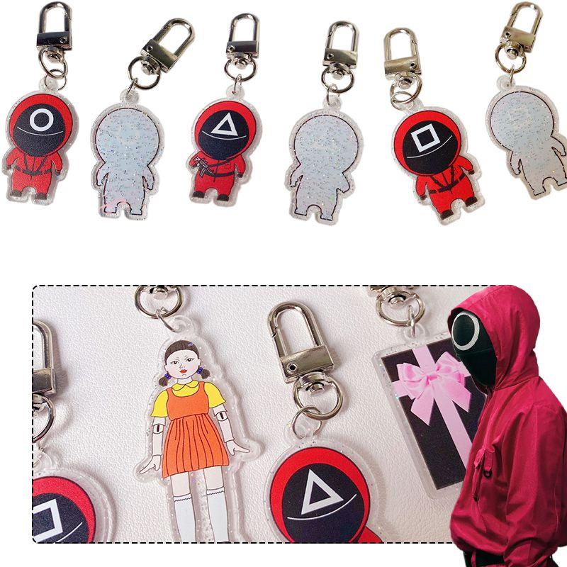 Game Squid Keychain Guard Replica Doll Dalgona Cookies Figure Key Pendant Ring
