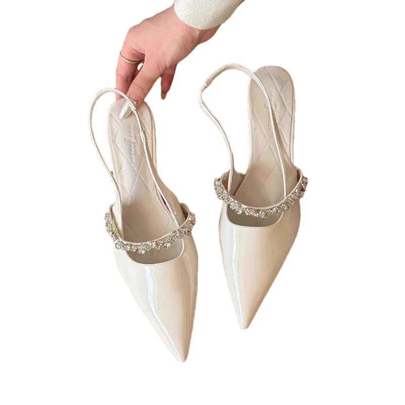 Mode Lyx Dam Sandaler Sexiga Spetsiga Tå Kristallklackskor Kvinna Tofflor 2025 Sommar Eleganta Klänningsskor Fest Damskor