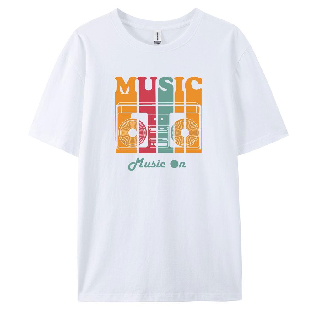 Music Mens Casual Shortsleeved Tshirt with 100 Cotton Fashion print Tees oversize