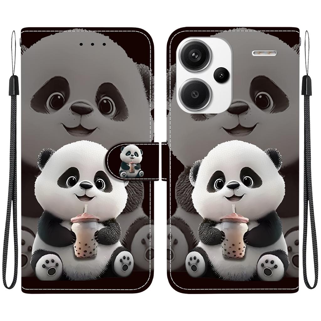 Handgefertigte PU-Leder-Klapphülle für Xiaomi Redmi Note 13 Pro+/ Note 13 Pro Plus 5G Rutschfeste Stoßfeste Hülle mit Handschlaufe & Herz/Rose Katze Designs