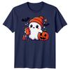 Halloween TShirt Ghost Pumpkin Iced Coffee Spooky Graphic Adults Kids Tee