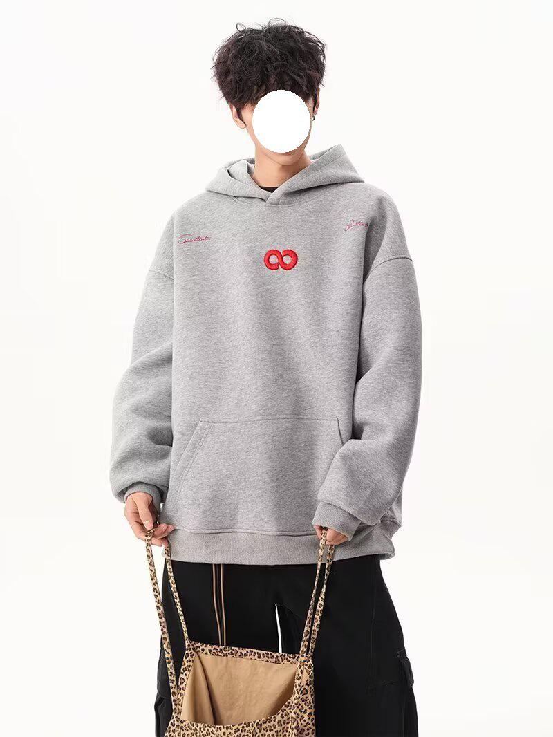 Модный мужской худи с вышивкой - Тяжелый худи в американском стиле для осени/зимы L