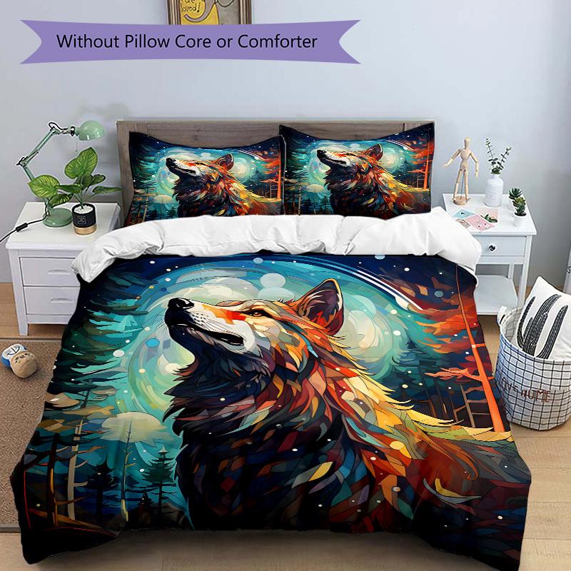 

3pcs Colorful Fox s Quilt Cover Set - Soft and Cozy Bedroom, Guest Room and Dorm Decorative Bedding 3-Piece Set 1 Quilt Cover + 2 Pillow Shams.J0 135x200cm