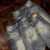 Europäische und amerikanische günstige Marke Aufhellung gewaschene Einbuchtung Retro-Jeans gerade locker weiter Bein Bodenlänge Hosen Männer und Frauen