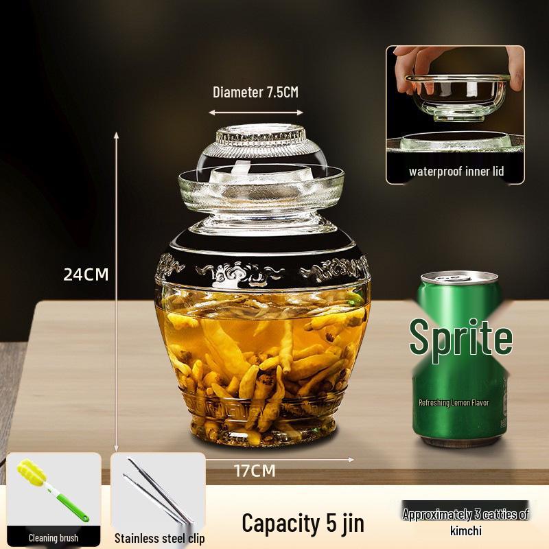 Sichuan Style Thick Glass Pickle Jar for Sauerkraut and Vegetables - Large Mouth, Sealed Container for Home Pickling