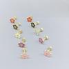 Stainless Steel Five-Petal Flower Drop Oil Earrings with Twist Screw Anti-Loss Design