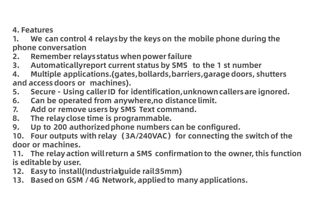 4G GSM Remote Control Module with Mobile App for Doors, Lights, and Pumps.