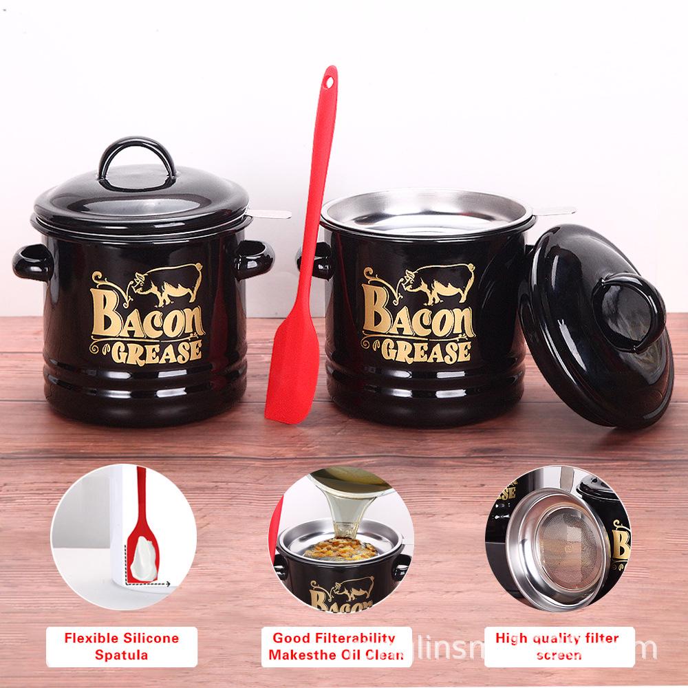 Retro Mini Enamel Stew Pot & Seasoning Jar with Lid - Double-Eared, Food Grade Storage Can