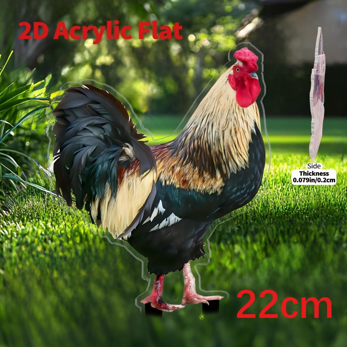 Яркий Цветной Петух Садовый Колышек, 2D Акриловый Уличный Декор для Газона Заднего Двора Фермы Патио Школьного Двора Садовый Вставляемый Орнамент