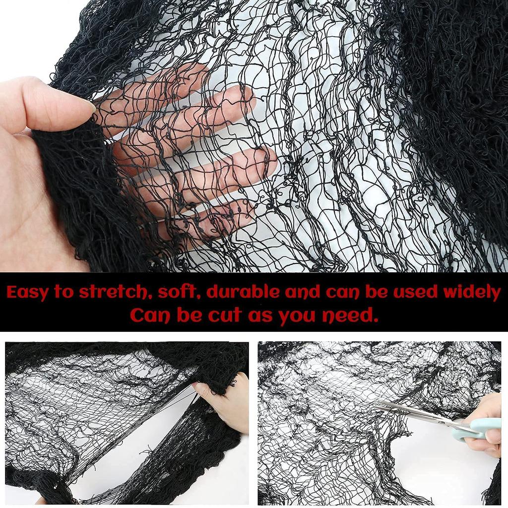 Halloween Creepy Gauze Cloth Decoration,  Black Scary Halloween Gauze Tapestry Decor, Spooky Decor for Home Wall Yard Haunted House Party Supplies