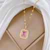 Titanium Steel Light Luxury Square Full Diamond Zircon Light Luxury Design Versatile Korean Style Niche Design Live Necklace
