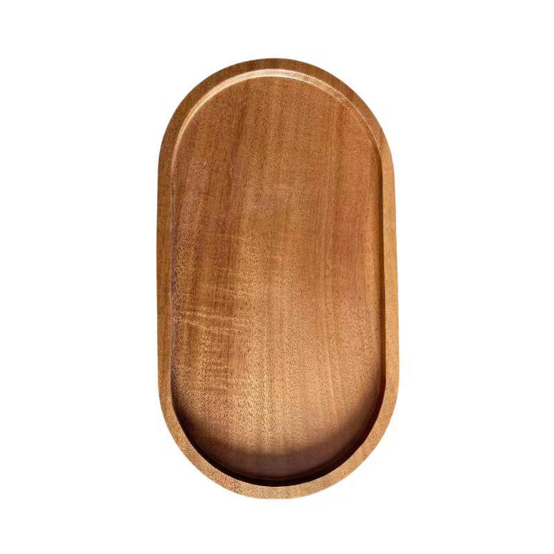Insulated Japanese Acacia Wood Rectangular Tray & Oval Breadboard