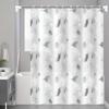 180X180Cm Waterproof  Peva Shower Curtain Leaf Pattern Bath Curtain With Hooks Home Bathroom Decor