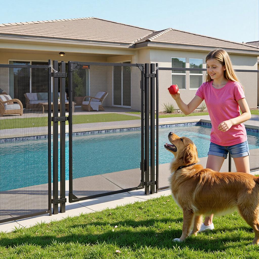 VEVOR Pool Fence Gate, 1.2 x 0.75 m Inground Swimming Pool Fences Gate, Outdoor Security Fencing Door Kit with Self-Closing and Self-Locking Design