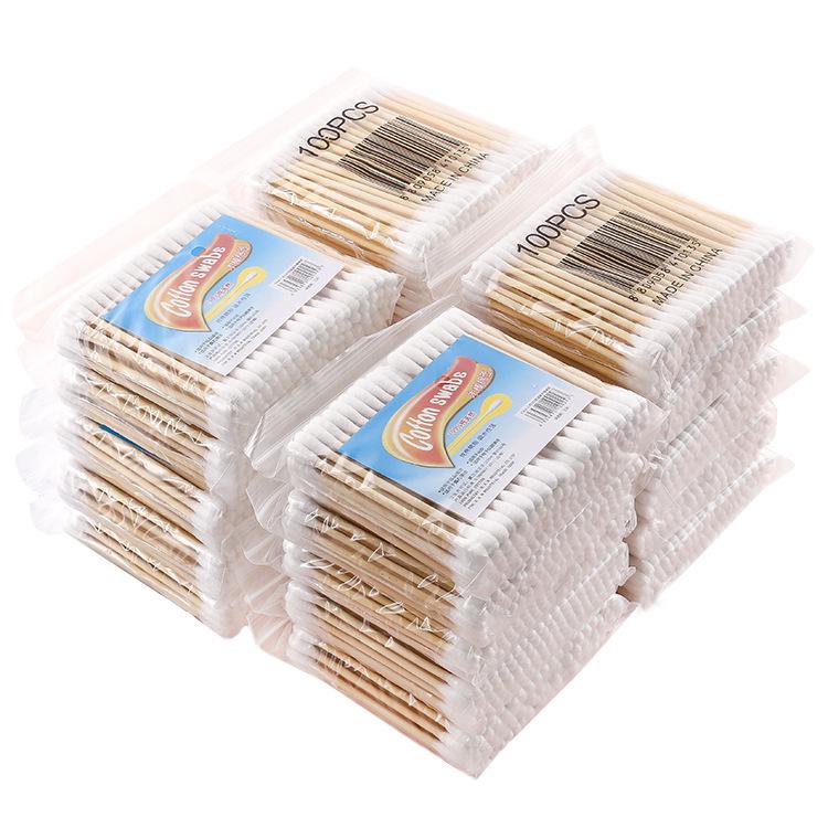 100 Pcs Disposable Double-Headed Cotton Swabs for Gentle Makeup Removal and Beauty Cleaning