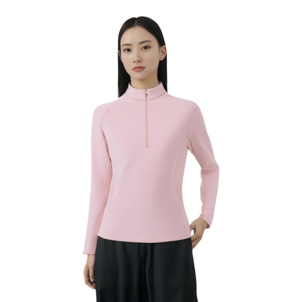 Anta Champion All-Weather Series Solid Color Comfortable Simple Stand Collar Warm Long Sleeve Knit Top Women Tops 162540403-2