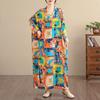 DIMANAF Women Plus Size Spring Summer Long Dress Loose Basic Vintage Oversize Long Sleeve Maxi Floral New 2026