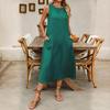 Women's Sleeveless Long Dress Casual Crew Neck Maxi Dress Summer Beach Vacation Shift Sundress with Pockets