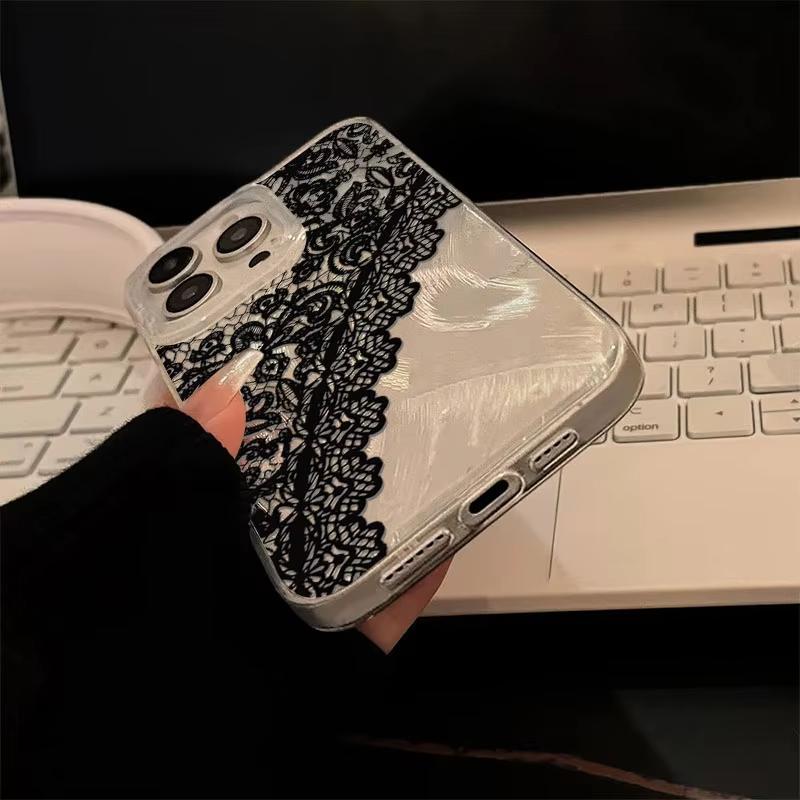 Fashion Lace Edged Sexy Girl Phone Case for Samsung Galaxy S25 S24 Plus S22 S21 S20 Ultra A55 A54 A15 A35 A34 A53 A52 5G Cover