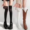 Women's Sexy Black Lace Splicing Stockings JK Lolita Lace-trimmed Spring Autumn Long Tube Socks Sweet Girls Over Knee Sock
