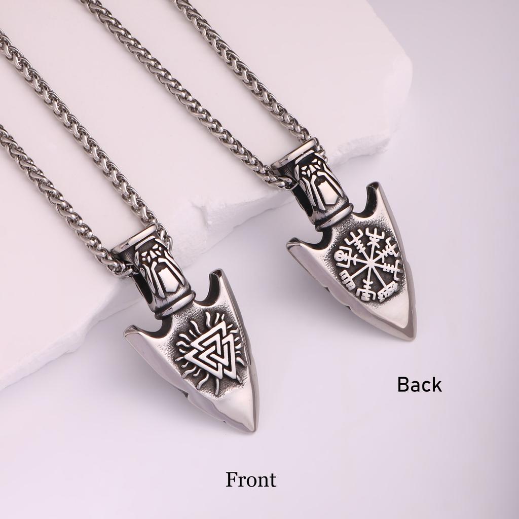 1PC Vintage Stainless Steel Myth of North Europe Viking Arrow Necklace Men Odin Compass Necklace for Men Jewelry Gift for Him