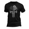 USA Flag Patriotic Tactical Desaturated B&W Skull Men's T-Shirt and Kids Tshirt