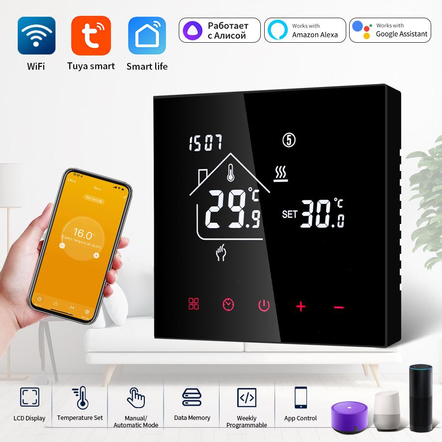 Tuya WiFi Smart Thermostat Temperature Controller for Electric Heating and Gas Boiler Touch Remote Control Works with Alexa Google Home