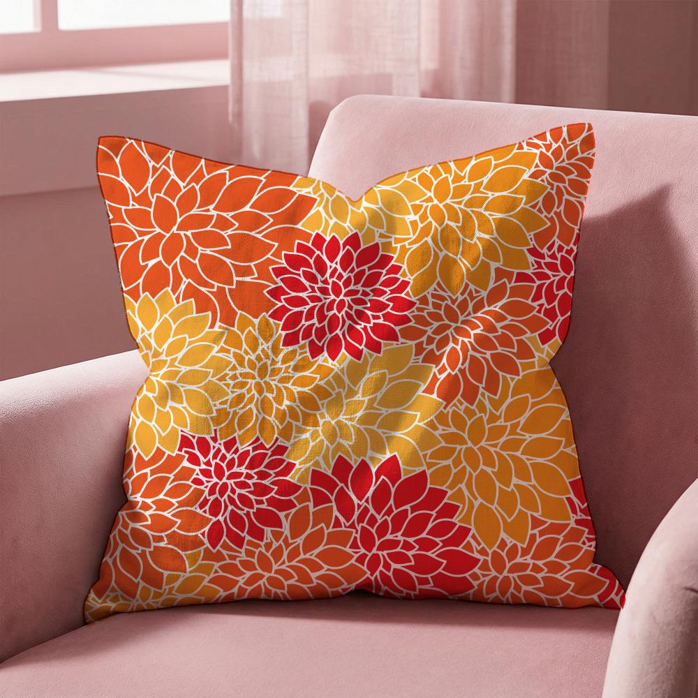 Dahlia Flower Pattern Cushion Cover Multi-Scene Pillow Cover for Home & Car - Reversible, Soft & Durable for Daily Use