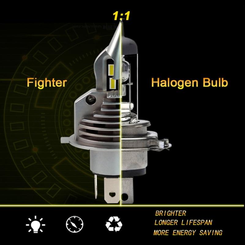 H4 LED Bulbs, Brighter LED Lights, 50,000+ Hour Lifespan, 9-36V 5000LM White Non-polarity, Pack of 2