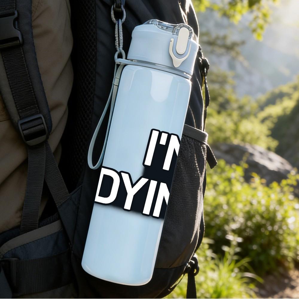 1PC I Am Dying Funny Meme Quote Print 750ml Color Plastic Sports Water Bottle Leakproof Flip Straw Lid Suitable for Sports Office Home Use