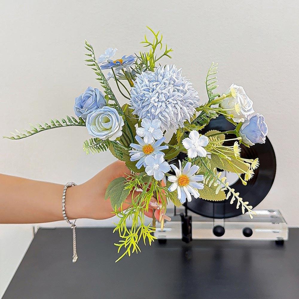 Mehrfarbige Künstliche Rose Grüne Blätter Blumengesteck Künstliche Rosenblüte Schreibtischornament Foto Requisiten Lebensechte Blumen