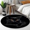 Black Cat  Pattern Round Shape Floor Mats Kitchen Hallway Runner Rug Bedroom Living Room Soft Carpet Non-slip Area Rug