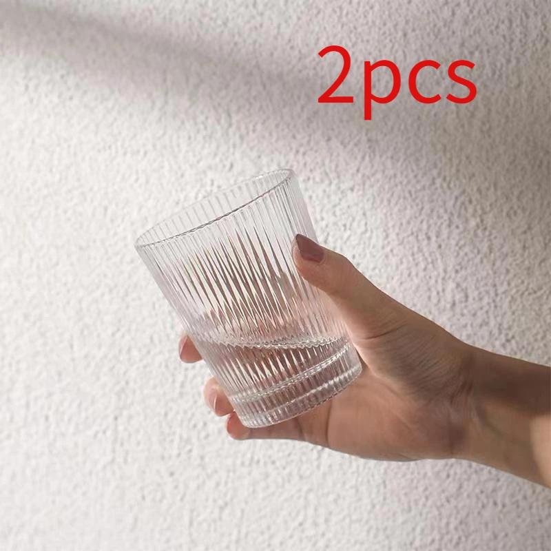 Glasbeker in Koreaanse stijl Sapdrank Koffiekop Verticaal patroon Transparant Whiskyglas Handgemaakt Creatief Fancy Glas Wijnkop