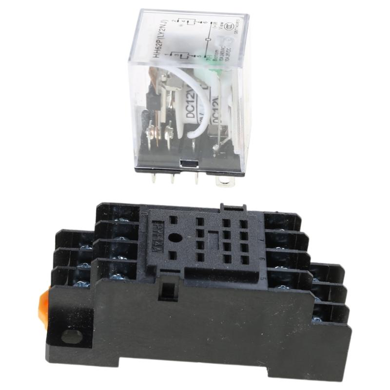 

12V 10Amp Intermediate Relays with 8 Pin Socketed Base Coils Power Relays for Industrial Control and Electronic Device 1