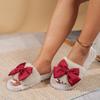 Fashion 2025 NEW Fashionable and Beautiful Warm Plush Slippers Knot Thick Bottom Outdoor Wear Anti Slip Ladies Slippers Soft Shoes