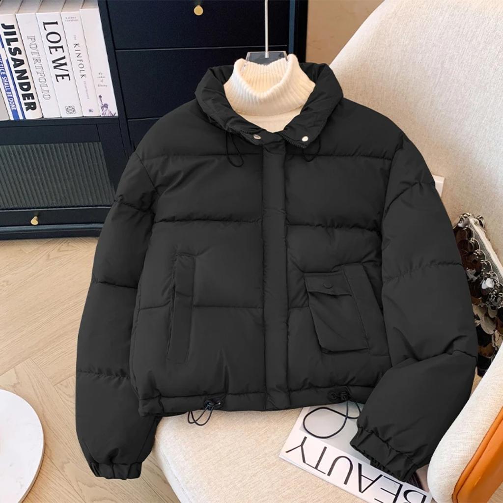 Women Off White Parka Jacket Fashion Warm Cotton Jacket Outerwear Harajuku 90s Korean Vintage Padded Jacket Winter 2000s Clothes