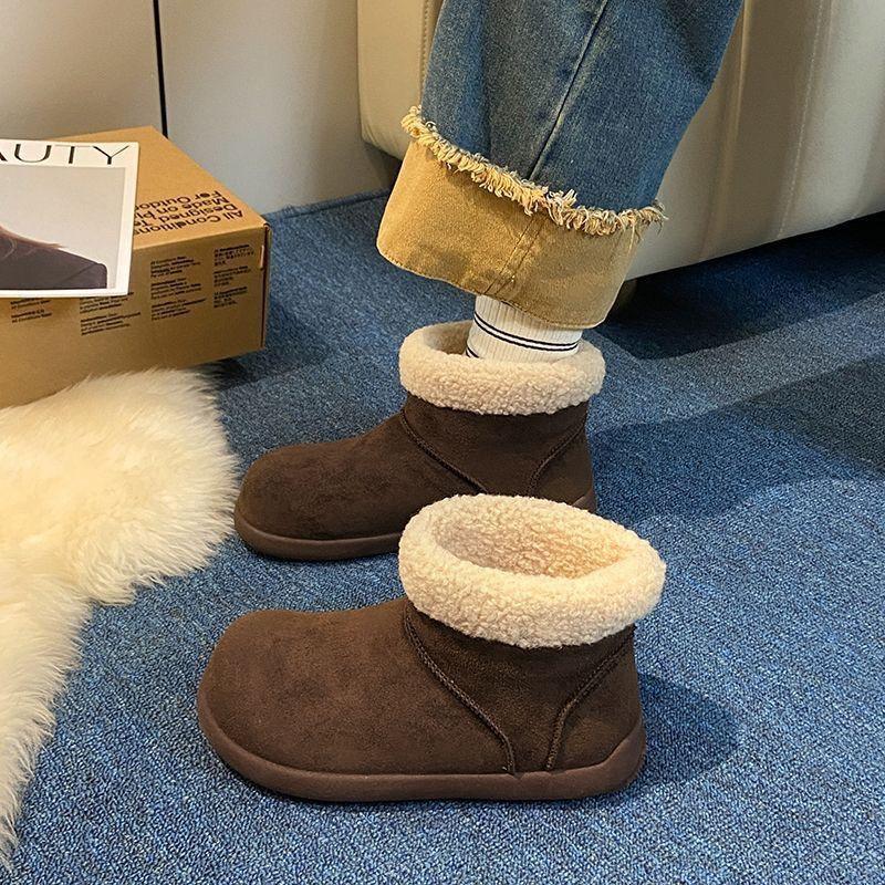 Ugly Cute Big Head Snow Boots 22 Autumn and Winter New Small Potato Fluffy Short Boots Thick-soled Piled Thickened Large Cotton Shoes