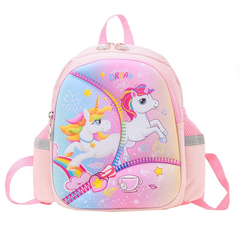 Stylish Cartoon Animal Backpack For Girls In Pink Blue And Purple розовый