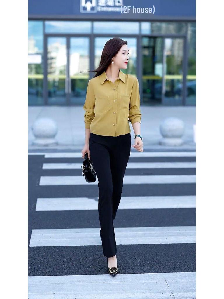 Women's Fashion Slim-Fit Long Sleeve Blouse - Early Autumn 2024