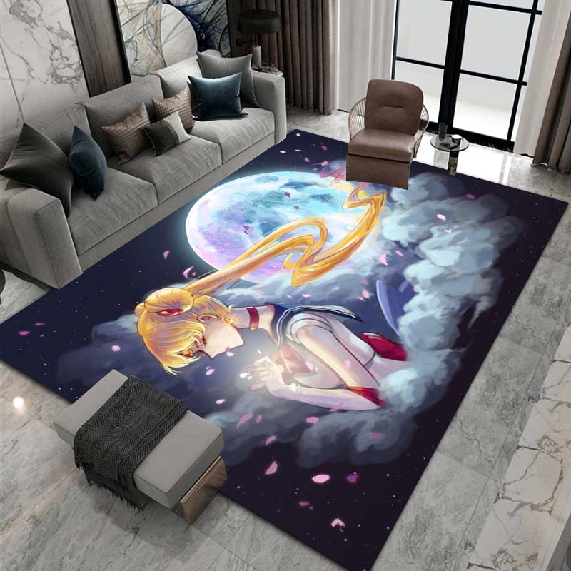 3D printed Sailor Moon pattern rug, large-area non-slip washable rug,, suitable for bedroom home décor.22