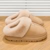 Simple high-grade plush cotton slippers autumn and winter piled thickened non-slip warm antibacterial deodorant cotton mop