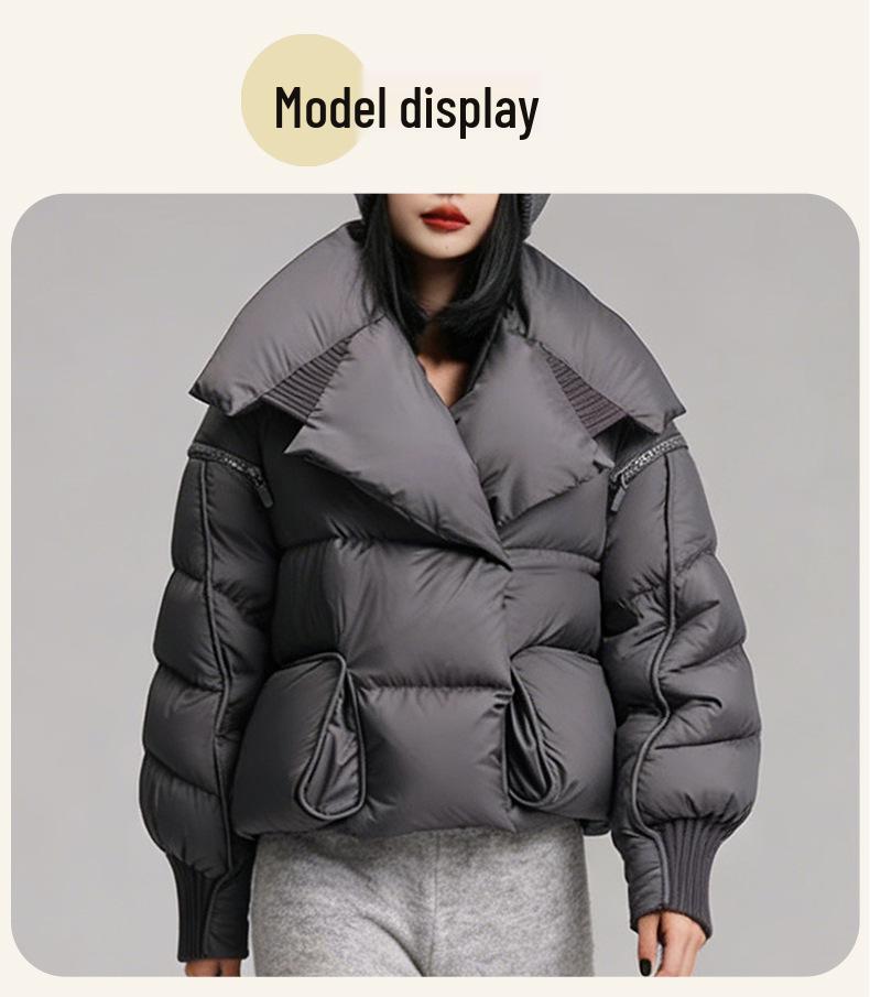 Women's Thickened 90% White Duck Down Short Jacket - Korean Style for Petite Figures