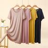 Damen Sommer Modal Pünktchen Rüschen Kurzarm Midi Kleid Übergröße Schmeichelnd Lockerer Schnitt Nachthemd Lässiges Nachthemd Loungewear Kleider