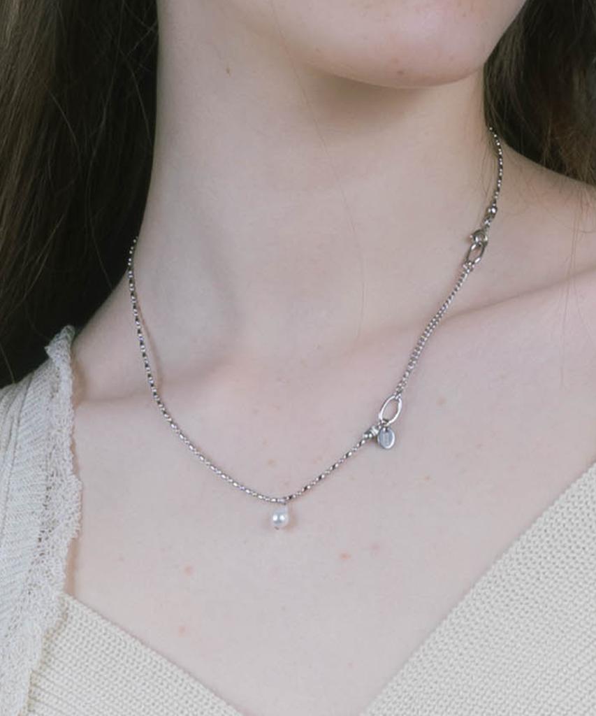 Pearly More Drop Pearl Daily Volume Chain Necklace_Pm25N018Ss