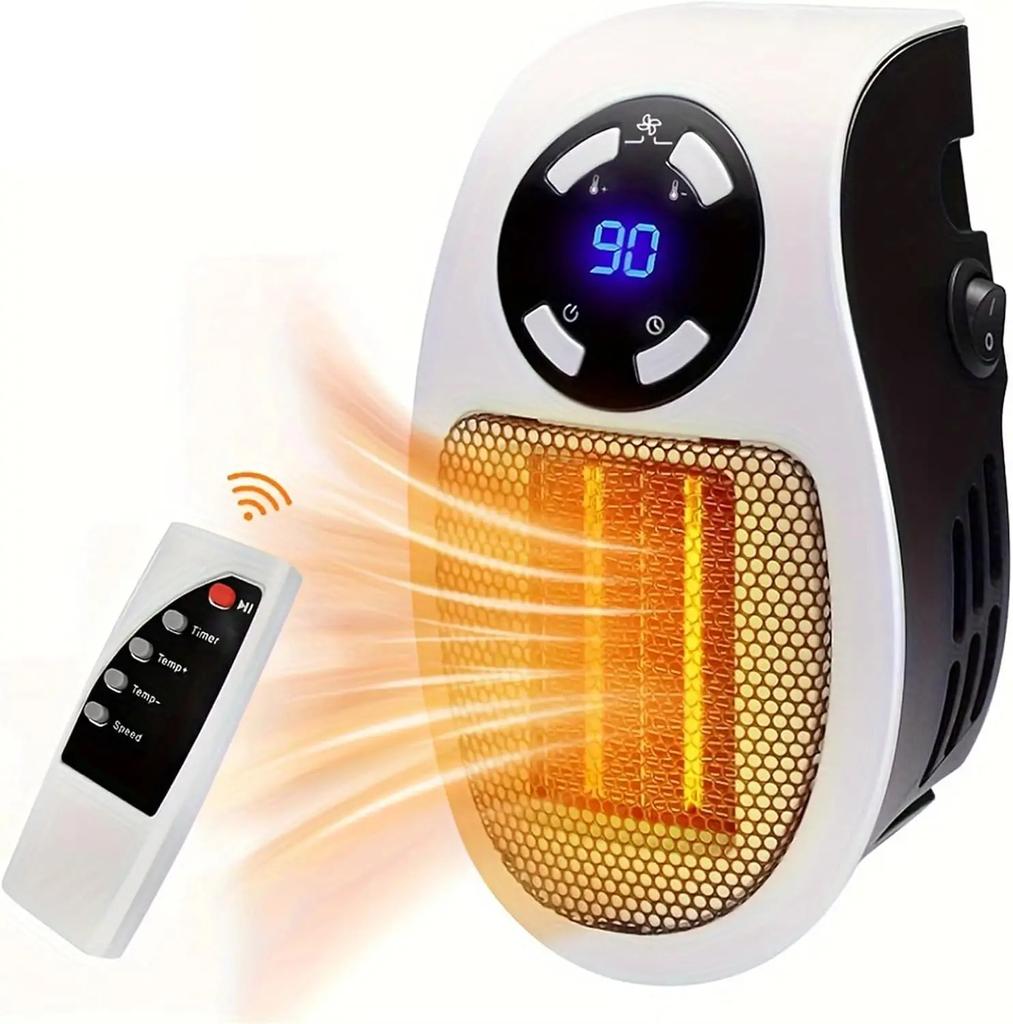 500W Portable Heater Plug in Wall Room Heater Home Appliance Heating Stove Electric Heater with Adjustable Thermostat Timer