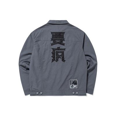 Basketball Series Text Embroidery Woven Loose Jacket Men Jackets Gray 152131612R-1