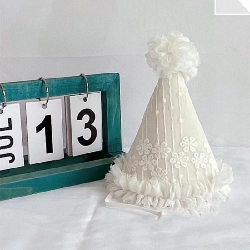 Barnhatt Födelsedagshatt Fotorekvisita Koniska Mössor Hatt med Prästkrage av Tyll Födelsedagskalasartikel