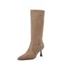 Medium tube tip pleated pile boots women's thin heel lazy wind babes summer loose suede high heel boots