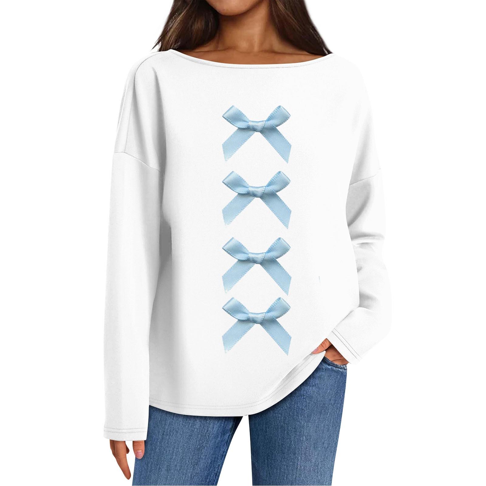 

Женский повседневный свободный топ с круглым вырезом и длинными рукавами с принтом L