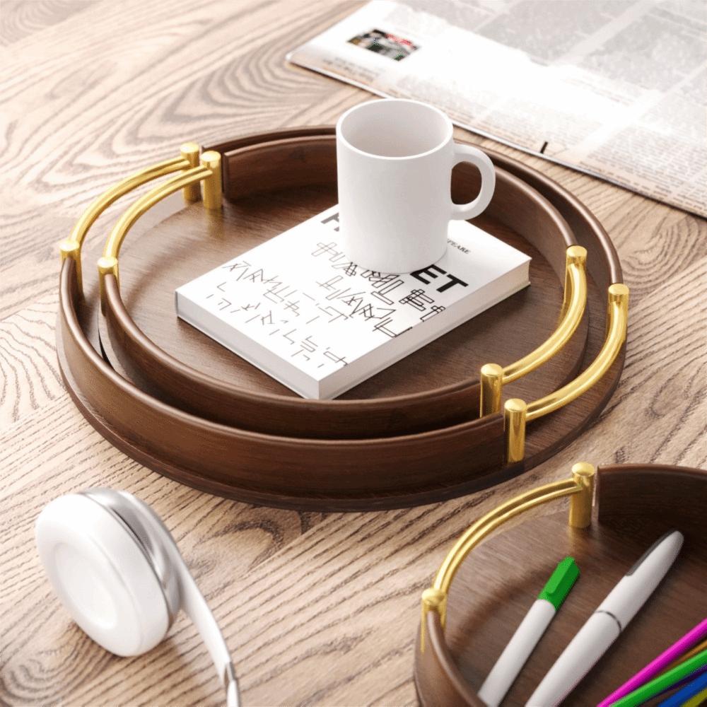 Simple Style Fruit Tray Round Food Plate Practical Light Luxury Tea Set Tray Afternoon Tea